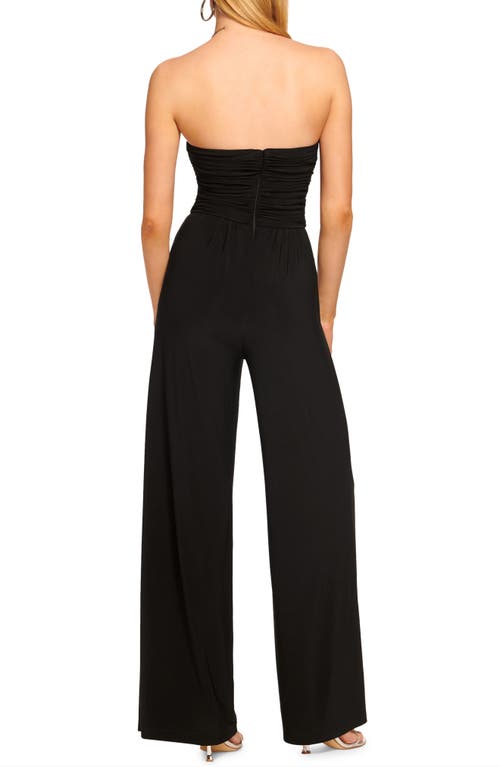 Ramy Brook Lona Ruched Strapless Wide Leg Jumpsuit In Black