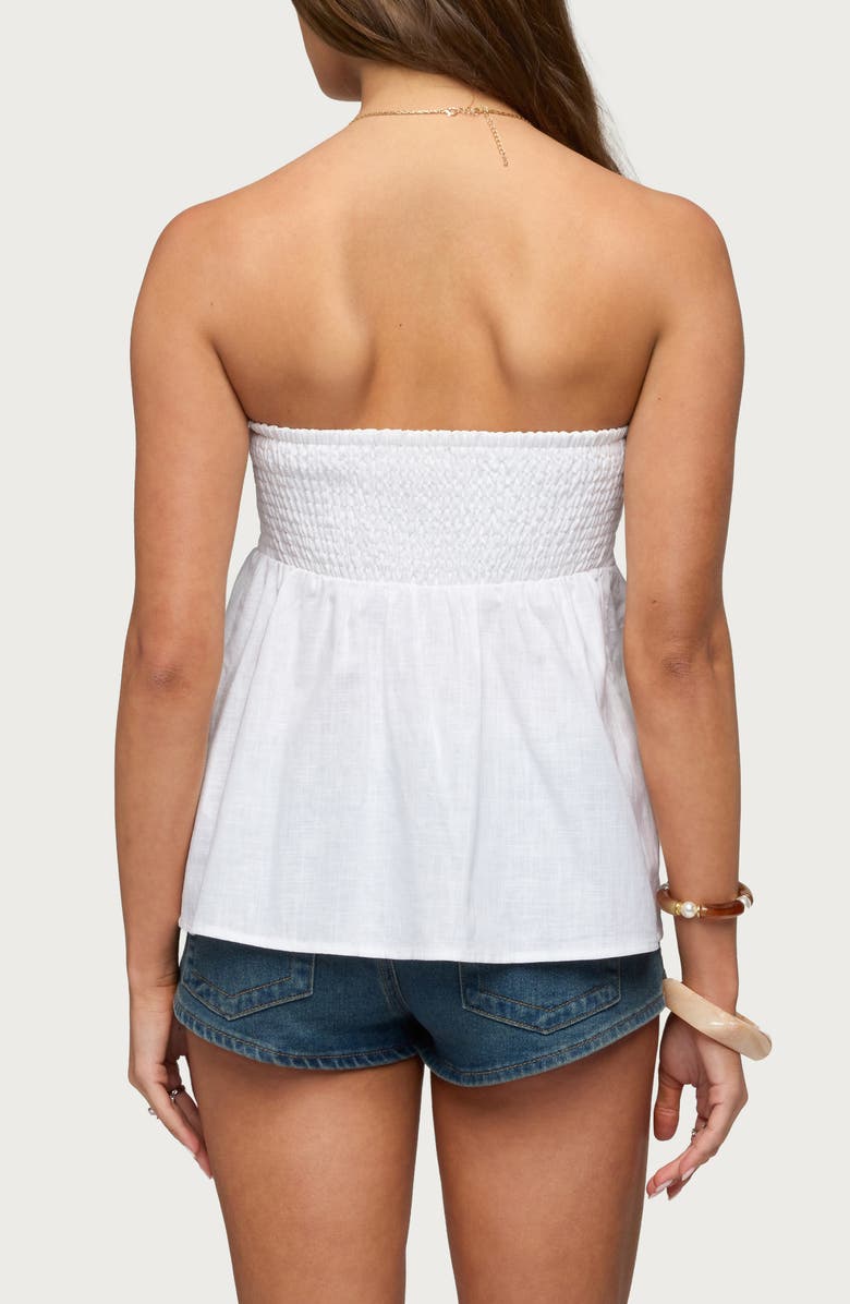 EDIKTED Strapless Linen Blend Babydoll Top, Alternate, color,