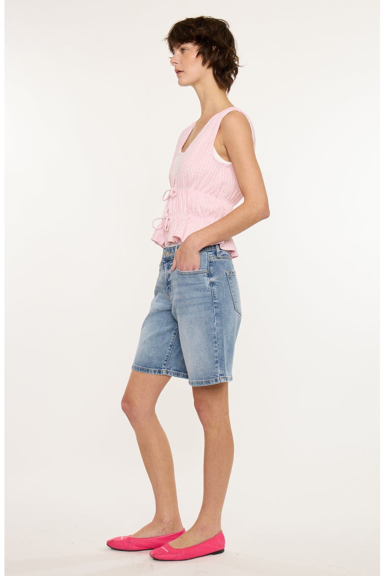 Margo Essentials Mid Rise Bermuda Denim Shorts, Alternate, color, Medium Wash
