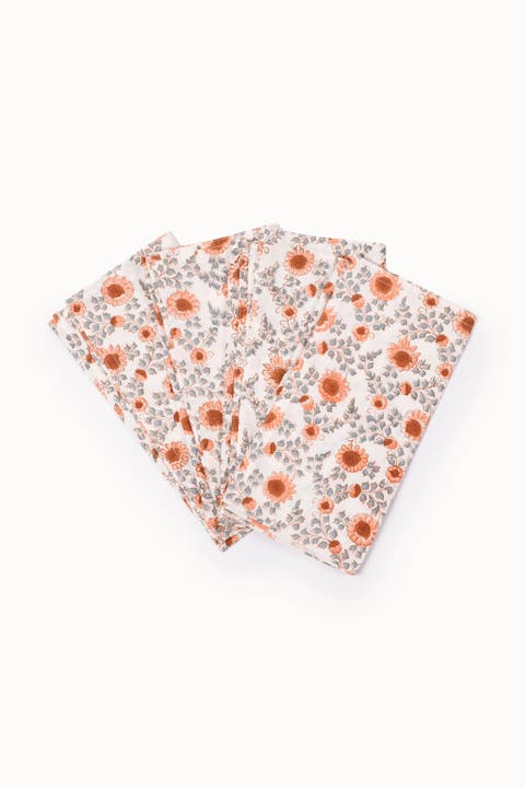 Bloom Floral Block Print Napkins Set of 4
