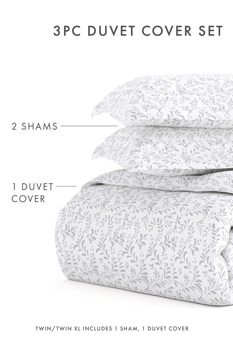 HOMESPUN Home Spun Premium Ultra Soft 3-Piece Burst of Vines Print Duvet Cover Set, Alternate, color, Light Gray