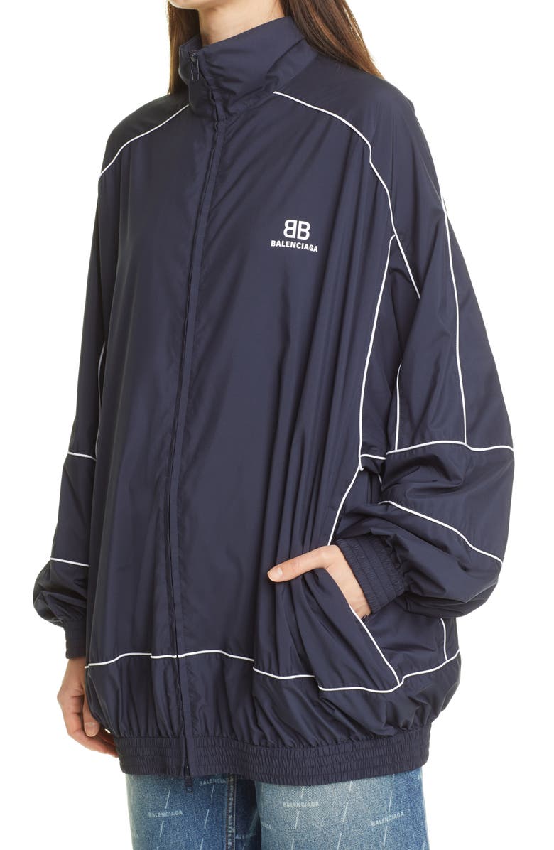 Balenciaga Logo Oversize Track Jacket, Alternate, color, 