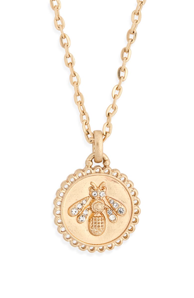 BP. Bee Medallion Pendant Necklace, Main, color, Gold