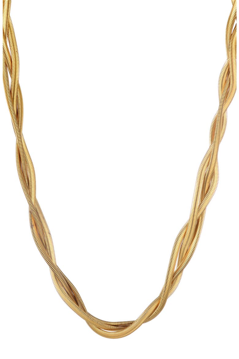 18K Gold Plated Woven Chain Necklace, Alternate, color, GOLD