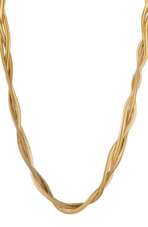Adornia Tarnish Resistant 18k Gold Plated Braided Chain Necklace In Gold
