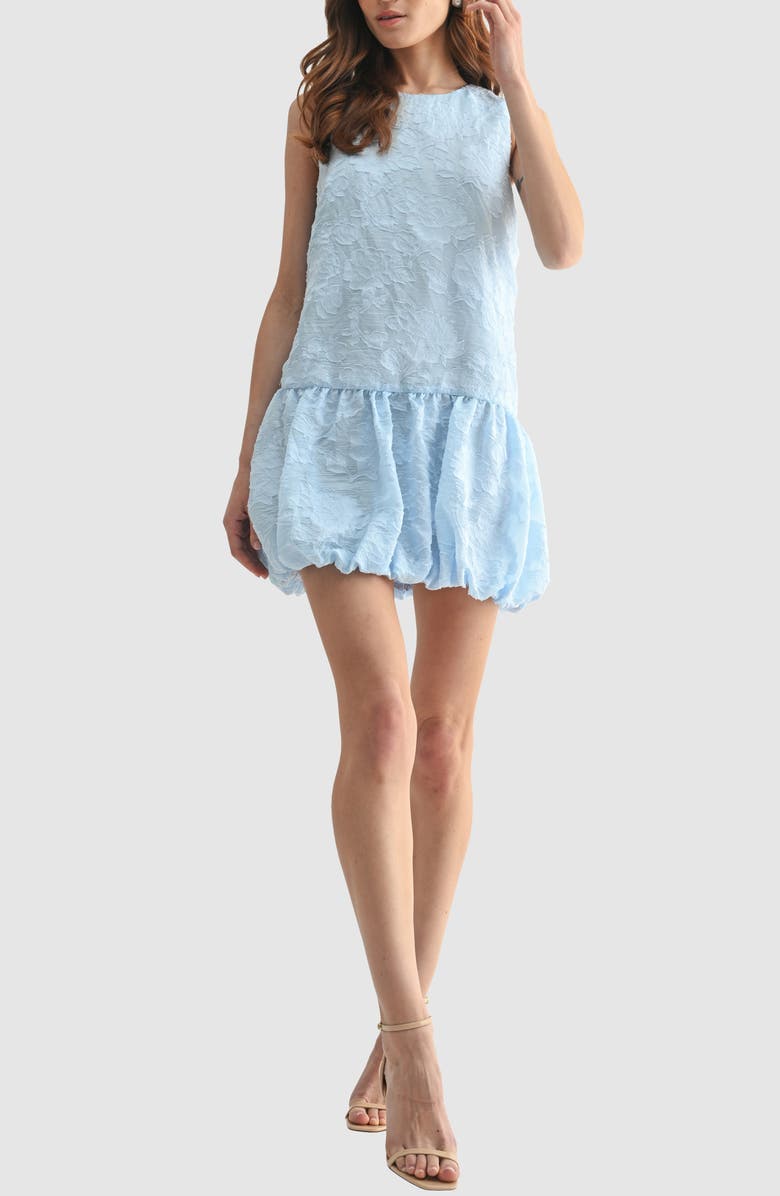 Mila Mae Tie Back Bubble Hem Minidress, Main, color, Blue