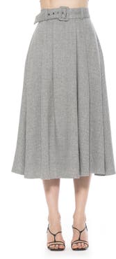 Alexia Admor Belted A-Line Midi Skirt