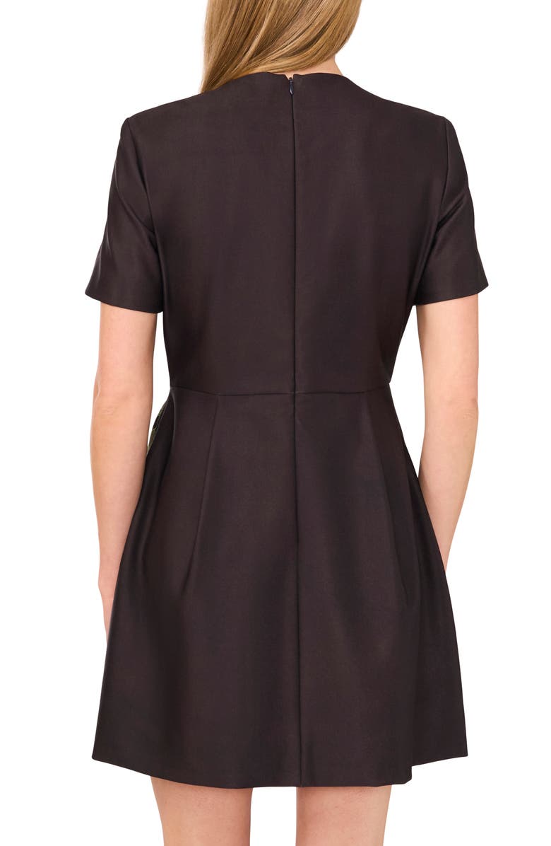 Ted Baker Placed Floral Short Sleeve Minidress, Alternate, color, Rich Black