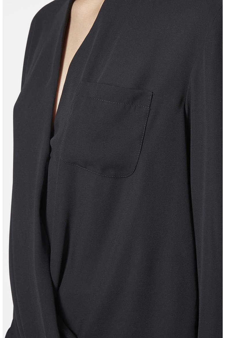 Surplice Pocket Blouse, Alternate, color, BLACK