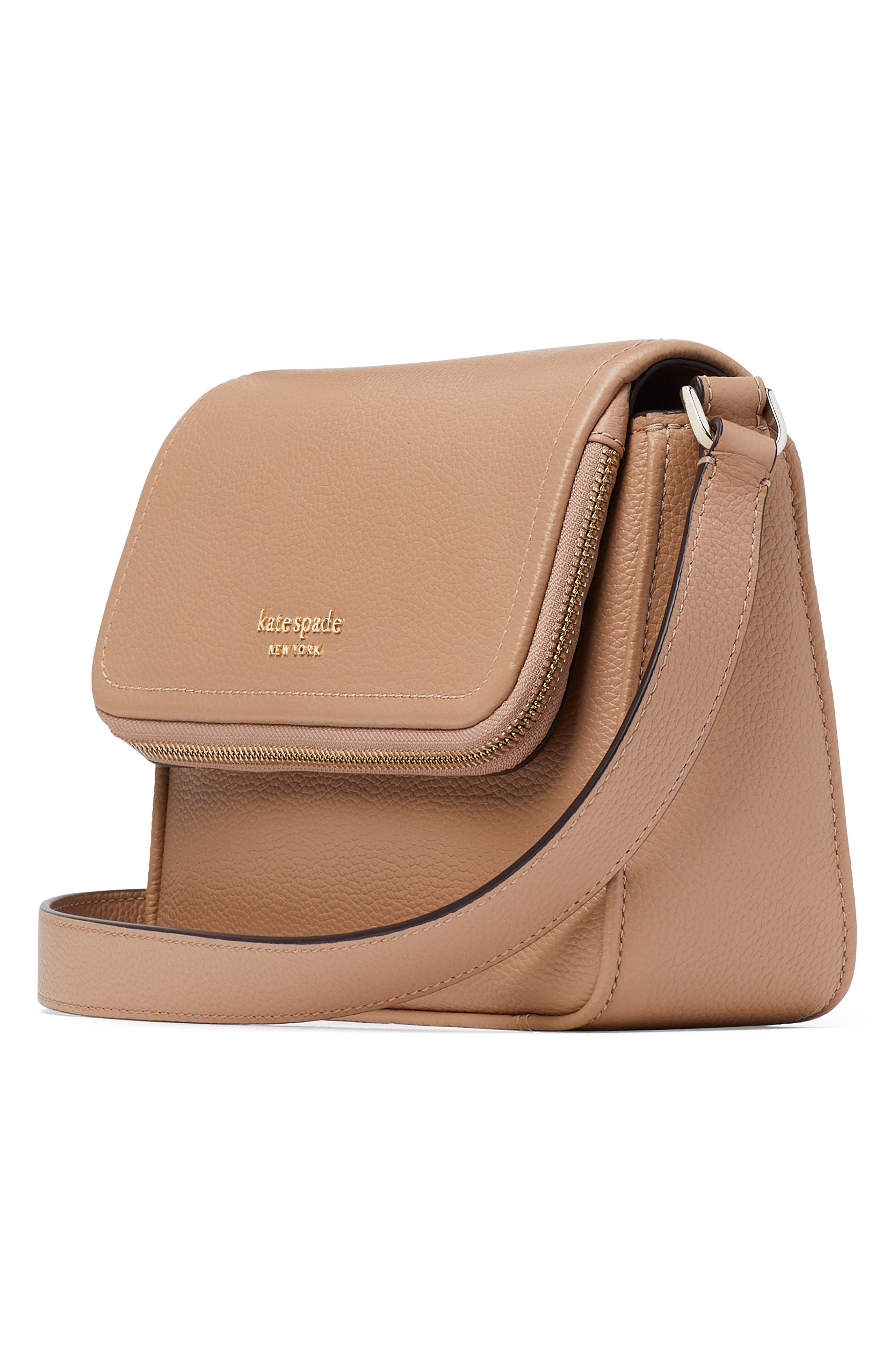 run around pebbled leather crossbody bag, Alternate, color, RAW PECAN