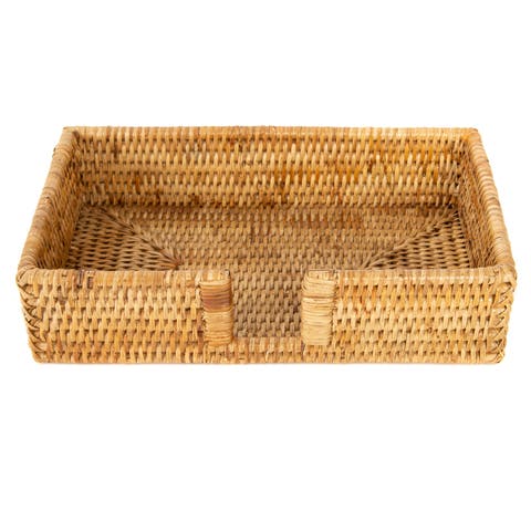 Artifacts Rattan Guest Towel - Rectangular Napkin Holder with Cutout