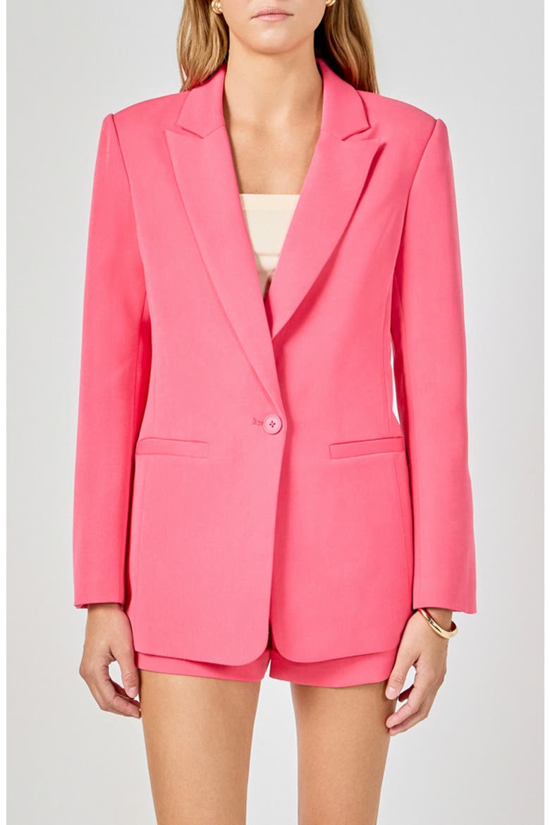 Tailored Single Button Blazer, Main, color, RASPBERRY SORBET