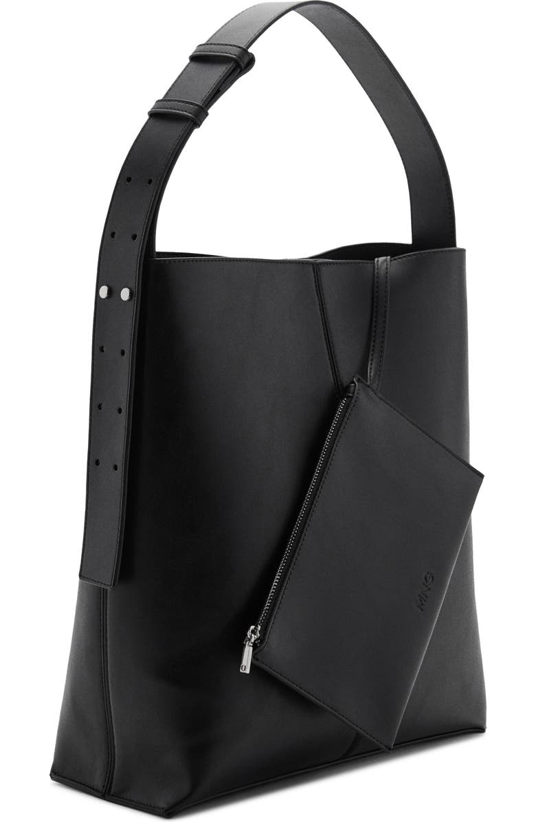 MANGO Short Handle Faux Leather Shopper, Alternate, color,