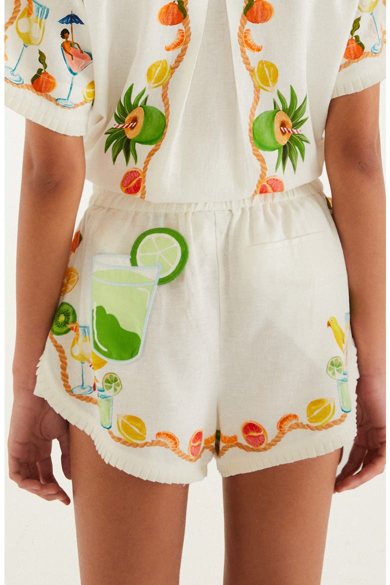Biricutico Print Pleat Trimmed Shorts, Alternate, color, BIRICUTICO SCARF OFF WHITE