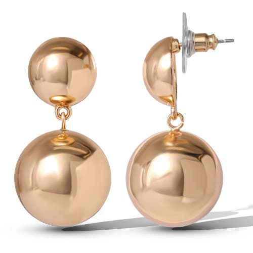 Jessica Simpson Double Ball Drop Earrings In Gold