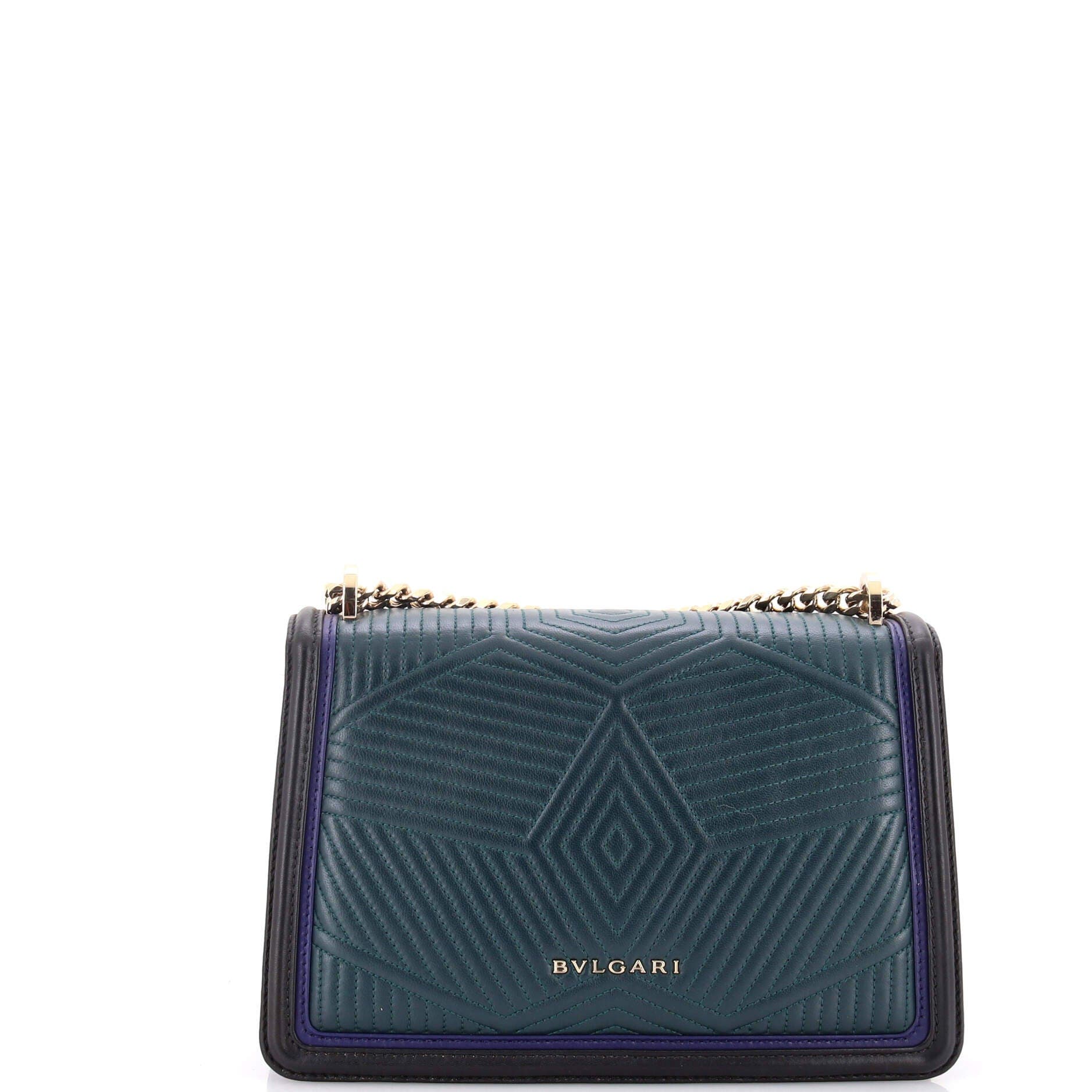 Serpenti Forever Shoulder Bag Quilted Leather Small, Alternate, color, Green