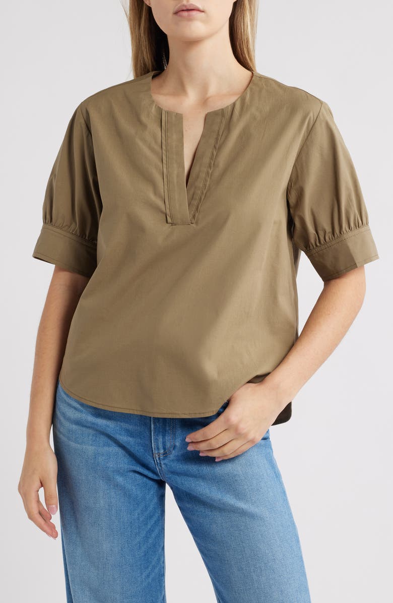 Wit & Wisdom Cuffed Elbow Sleeve Top, Main, color, Nori Green