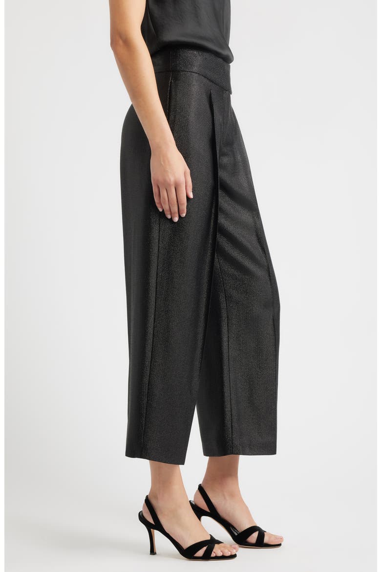 Tacres Metallic Ankle Wide Leg Pants, Alternate, color, BLACK