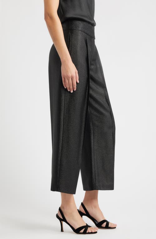 Hugo Boss Boss Tacres Metallic Ankle Wide Leg Pants In Black