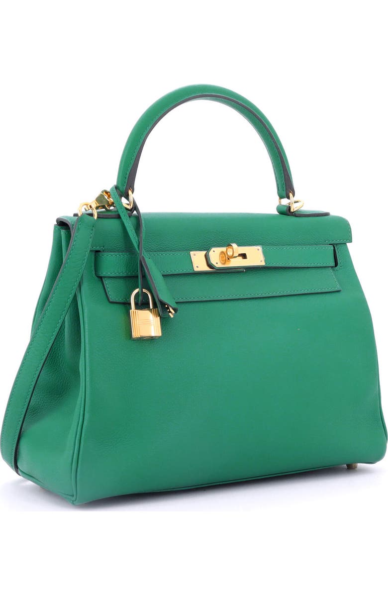 Pre-Owned Hermes Kelly Handbag Green Evercolor with Gold Hardware 28, Alternate, color,