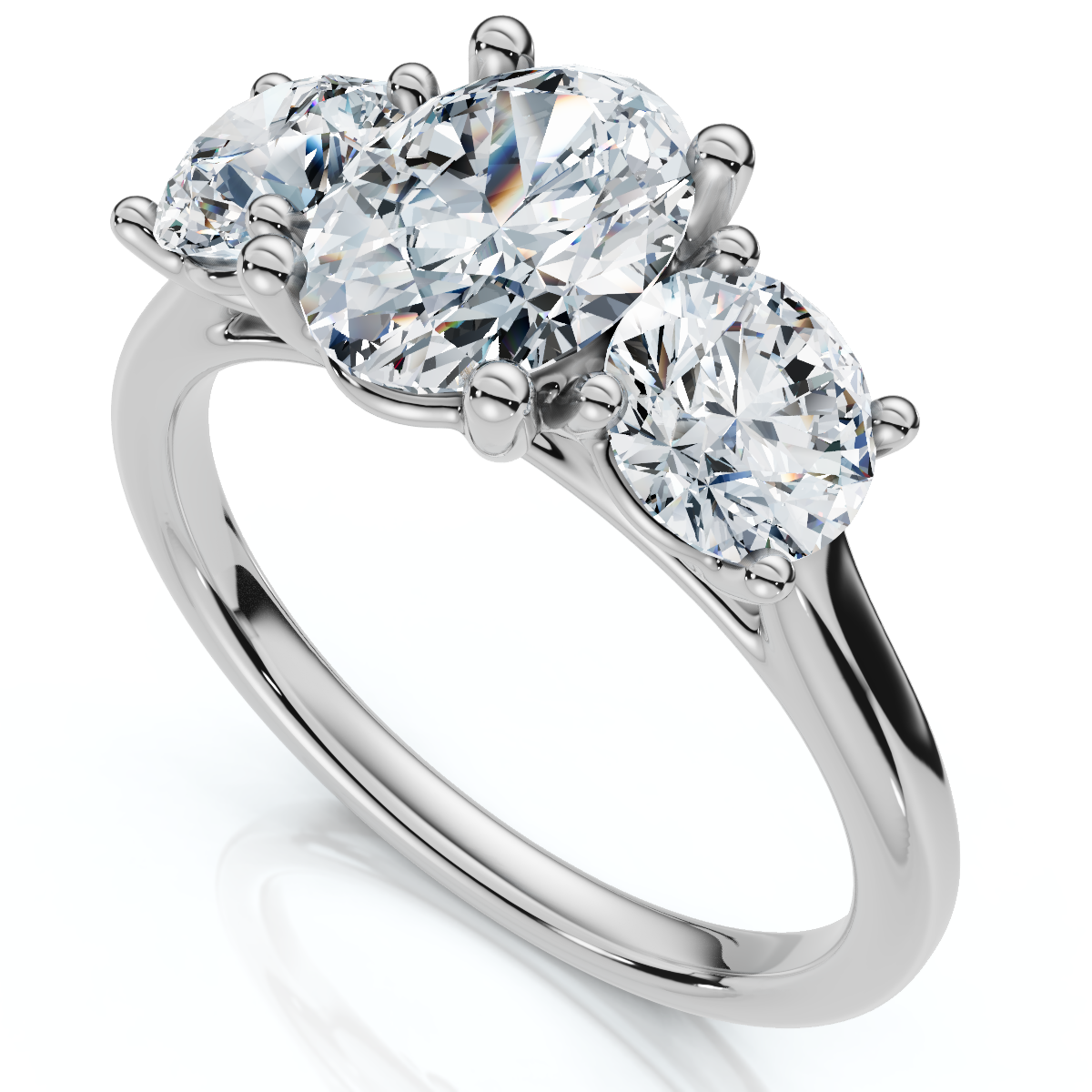 Bliss Diamond 2Ct TWW Oval Lab Grown 3-Stone Diamond Engagement Ring in ...