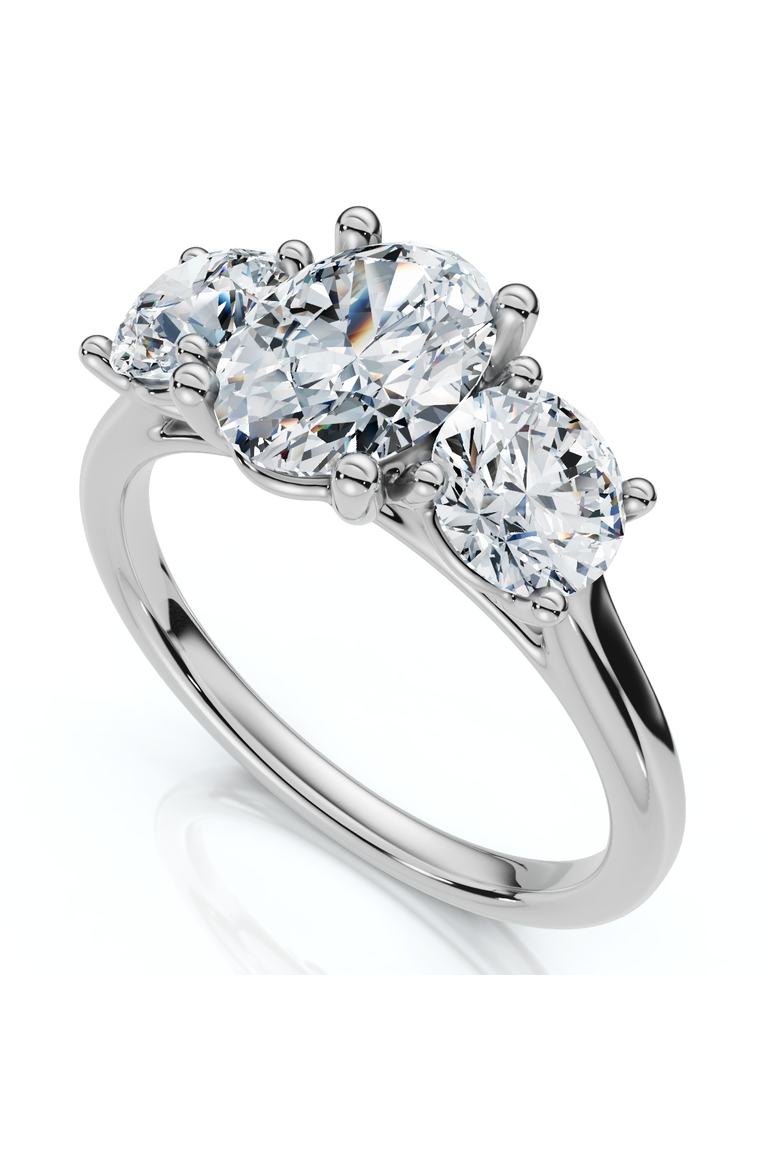 2Ct TWW Oval Lab Grown 3-Stone Diamond Engagement Ring in or Gold, Alternate, color, 10k Yellow Gold