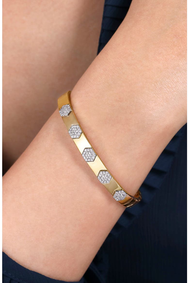 Demure 14K Gold & Diamond Cuff Bracelet, Alternate, color, 14K YELLOW/ WHITE GOLD