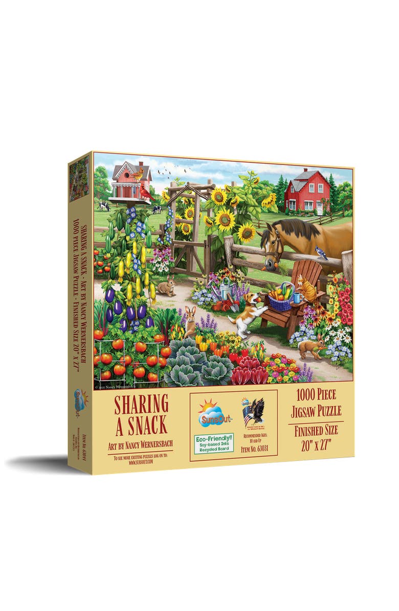 Sunsout Sharing a Snack 1000 piece Jigsaw Puzzle for Adults, Main, color, Multicolor