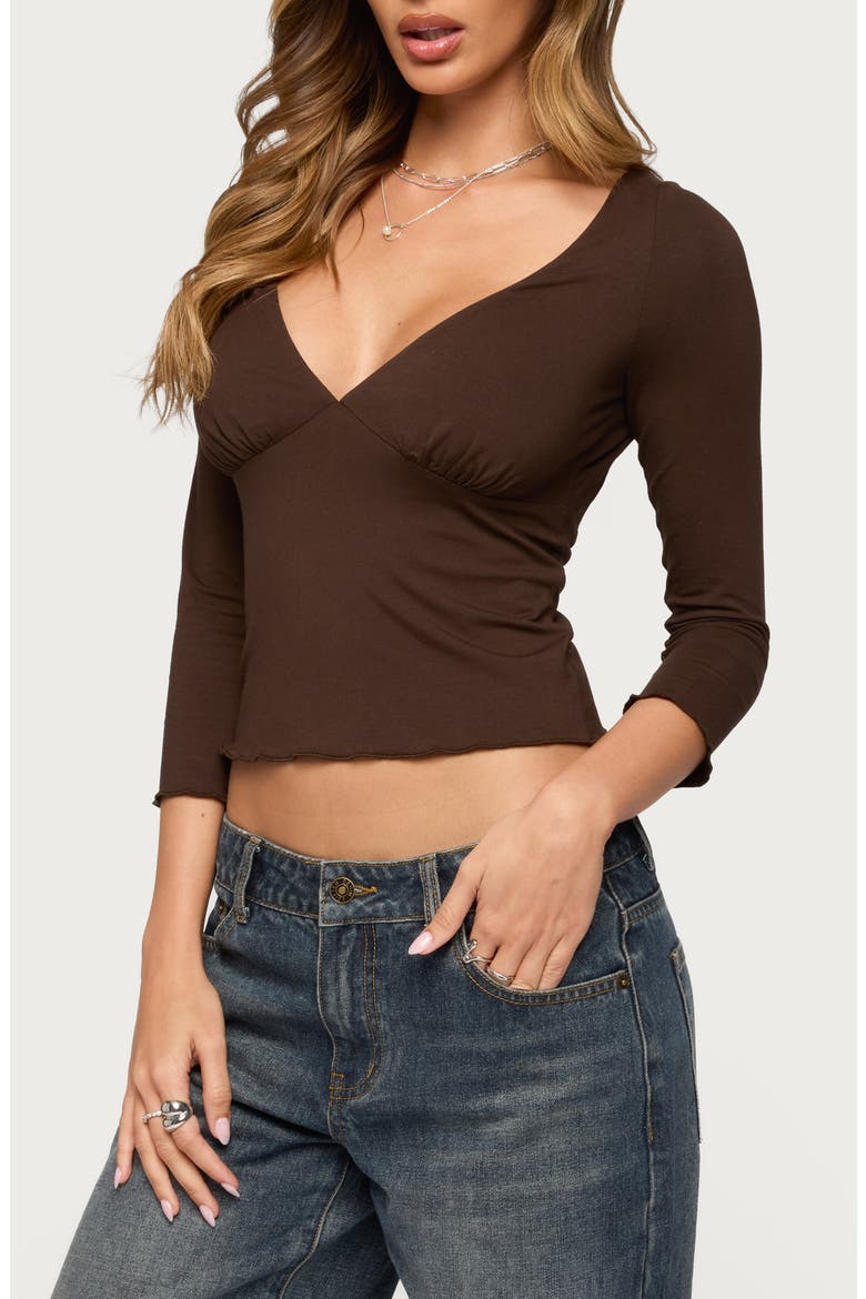 Cassisy Crop Top, Alternate, color, DARK-BROWN