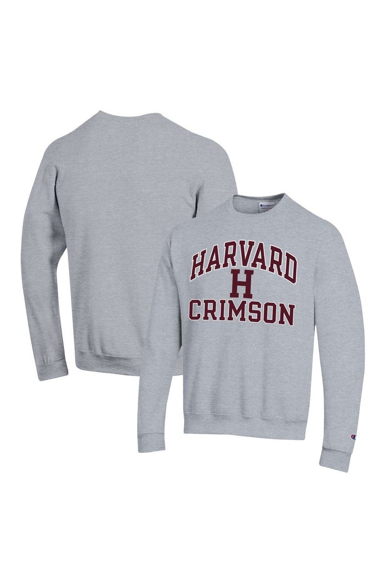 Champion Men's Champion Heather Gray Harvard Crimson High Motor Pullover Sweatshirt, Main, color, Heather Gray