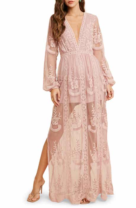 WISHLIST Floral Embroidered Long Sleeve Maxi Dress