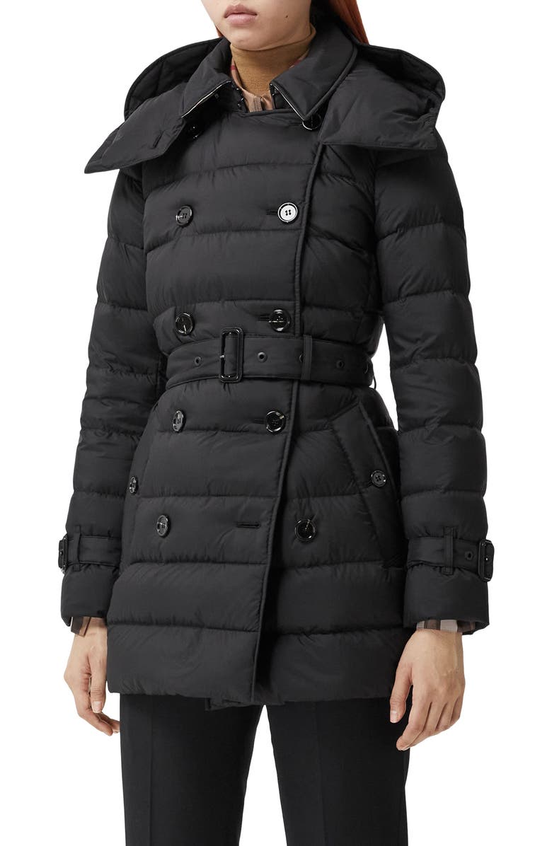 Burberry Ashwick Double Breasted Quilted Down Jacket with Removable Hood, Main, color,