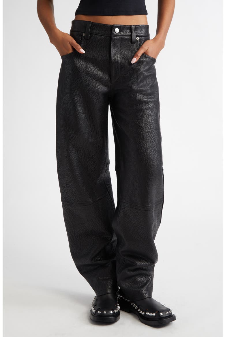 Articulated Low Rise Leather Pants, Main, color, 001 BLACK