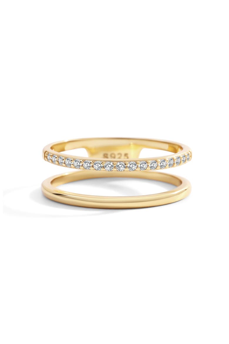 Double Band Pave Ring, Main, color, 18k Gold Over Sterling Silver