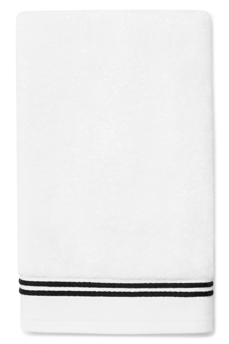 Aura Nuova Combed Cotton Hand Towel, Main, color, WHITE/ BLACK