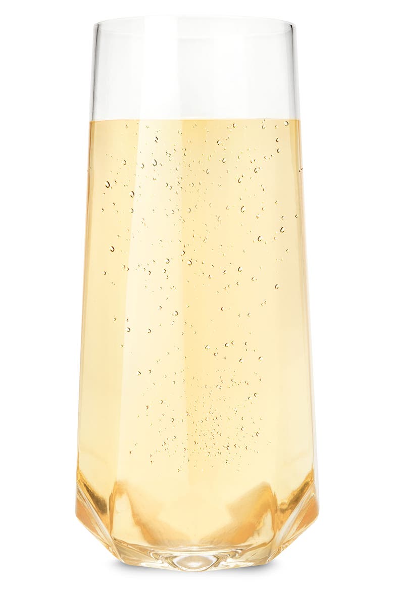 Seneca Crystal Faceted Stemless Champagne Flutes Set of 2, Main, color, WHITE