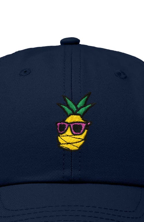 Dalix Pineapple Embroidered Dad Hat In Navy Blue