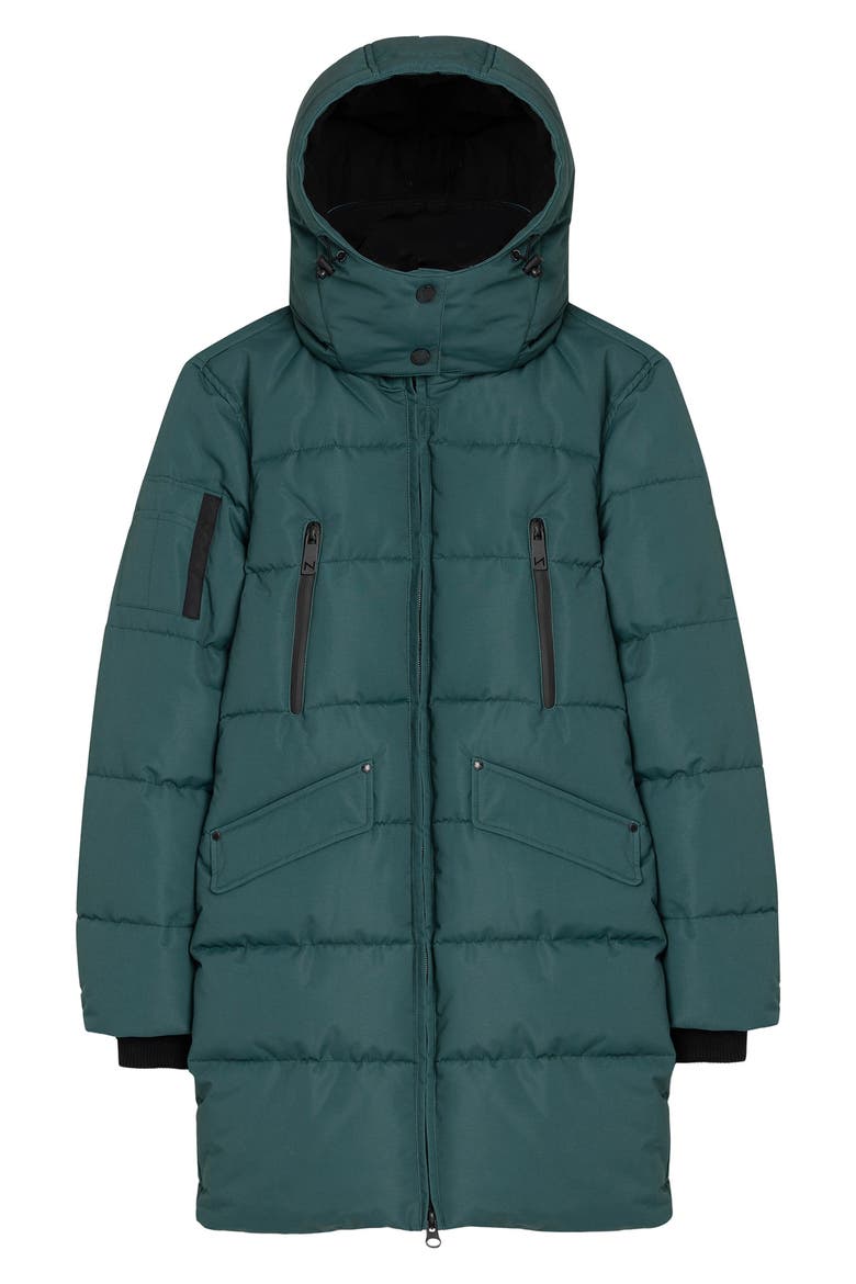 Addie Water Resistant Quilted Hooded Parka, Alternate, color, GREEN