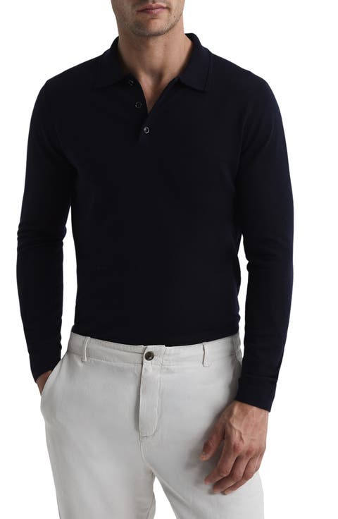 Trafford Long Sleeve Wool Polo Sweater