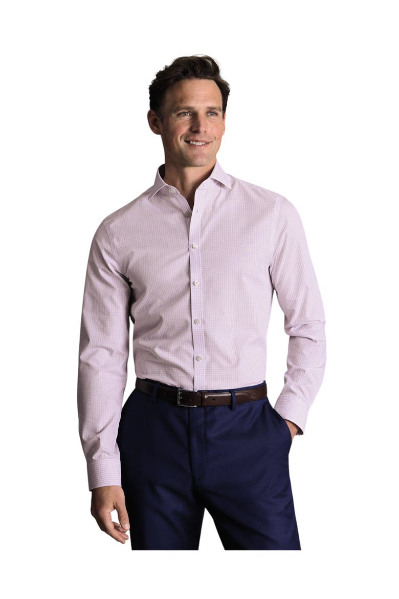 Non-Iron Stretch Poplin Check Shirt, Main, color, Lilac