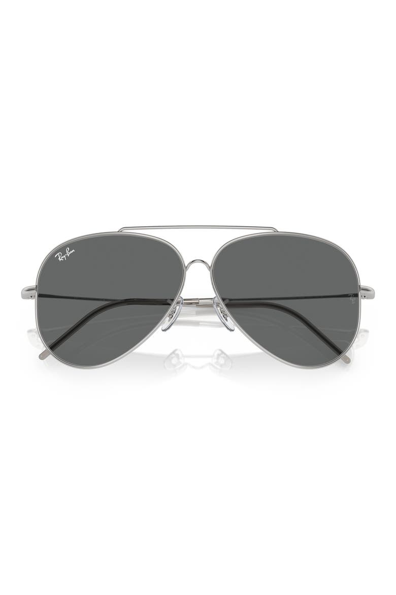 Aviator Reverse 59mm Pilot Sunglasses, Alternate, color, SILVER