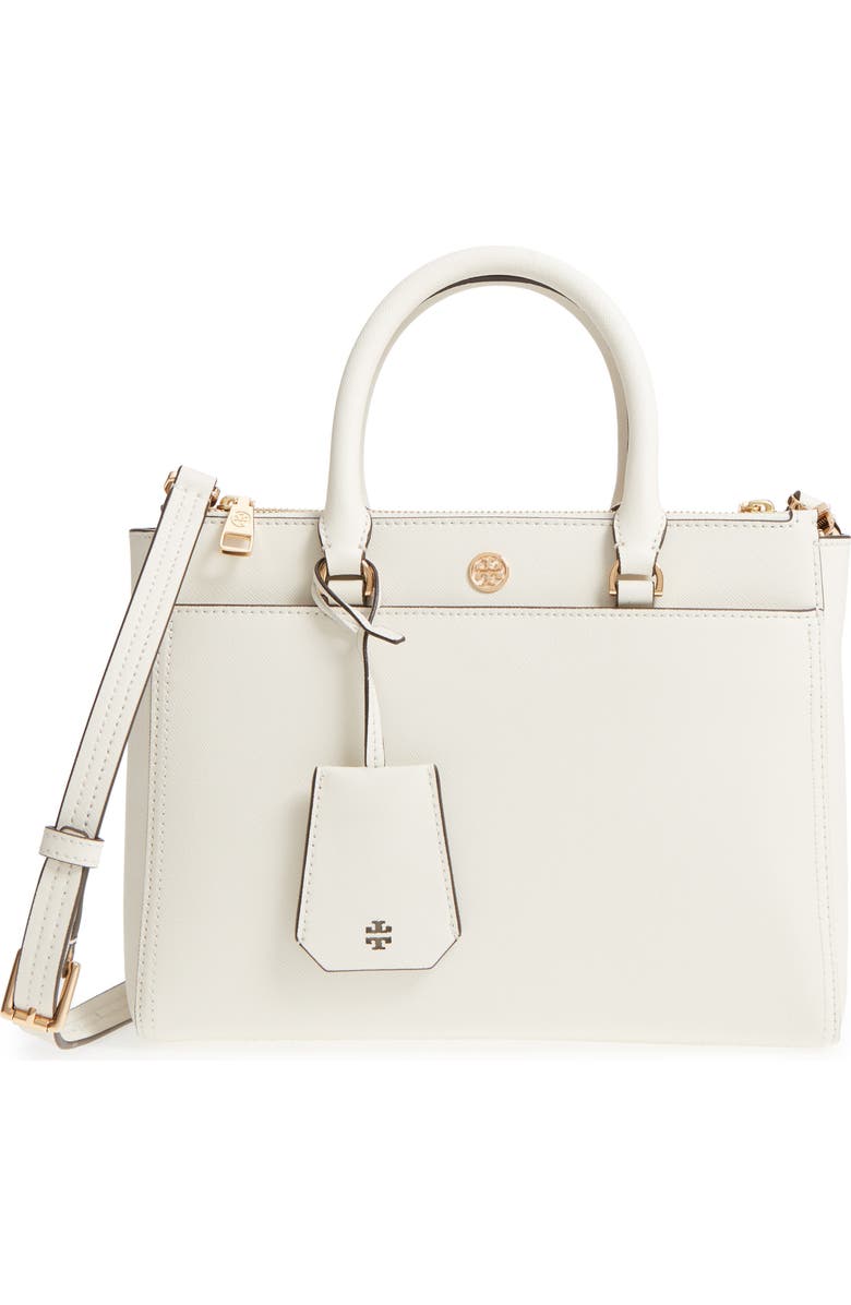 Tory Burch Small Robinson Double-Zip Leather Tote, Main, color,