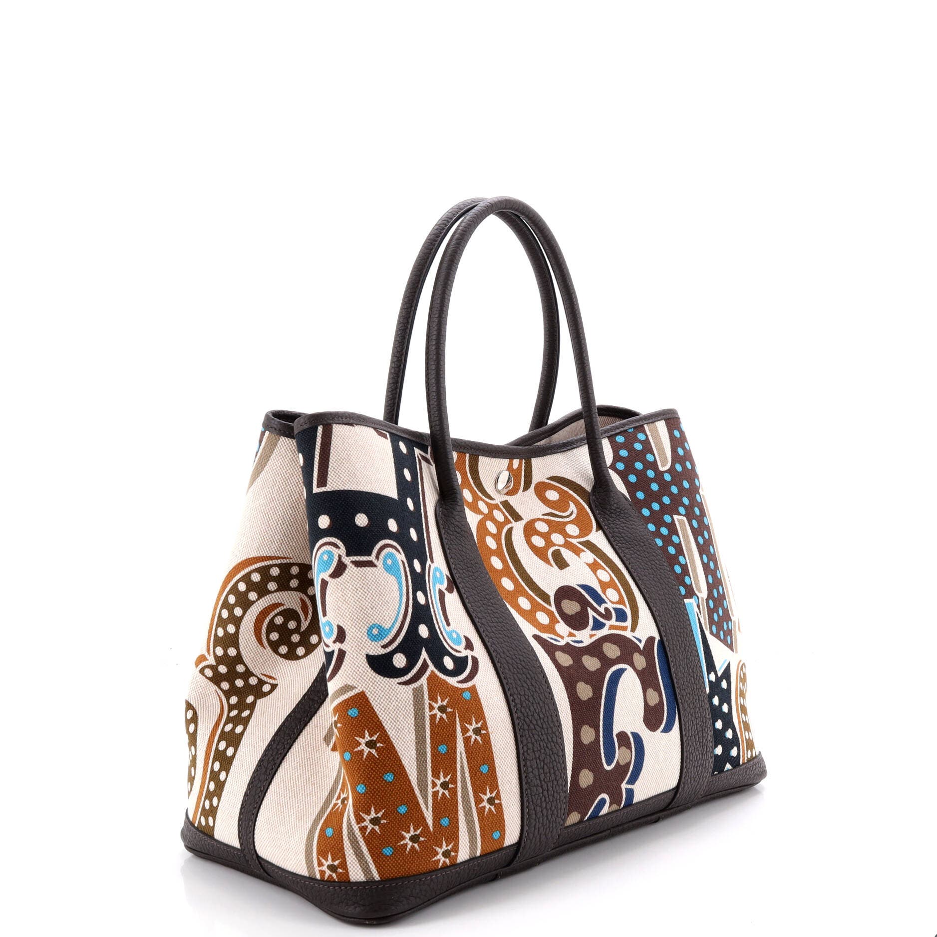 Electrique Garden Party Tote Printed Toile and Leather 36, Alternate, color, Brown
