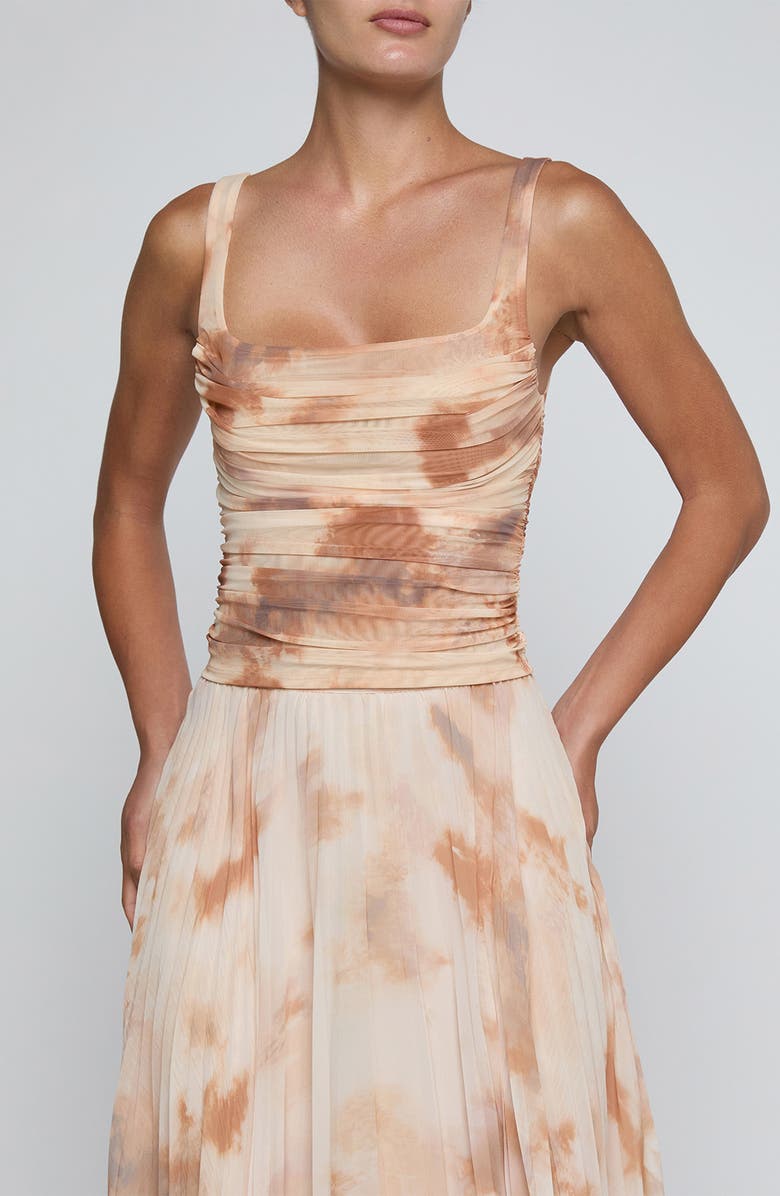 L'AGENCE Rashed Ruched Mesh Tank, Main, color, Frappe Multi Tie Dye