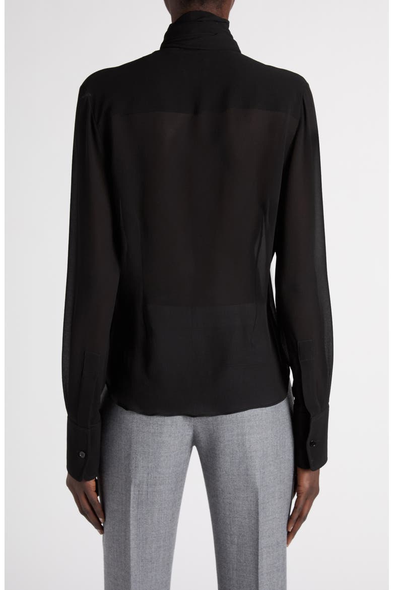 Tie Neck Silk Top, Alternate, color, BLACK