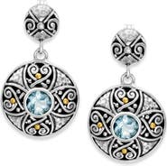 SAMUEL B. Sterling Silver & 18K Gold Semiprecious Stone Round Drop Earrings