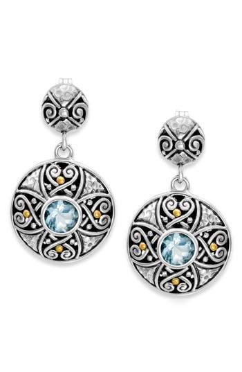 Samuel B. Sterling Silver & 18k Gold Semiprecious Stone Round Drop Earrings In Blue