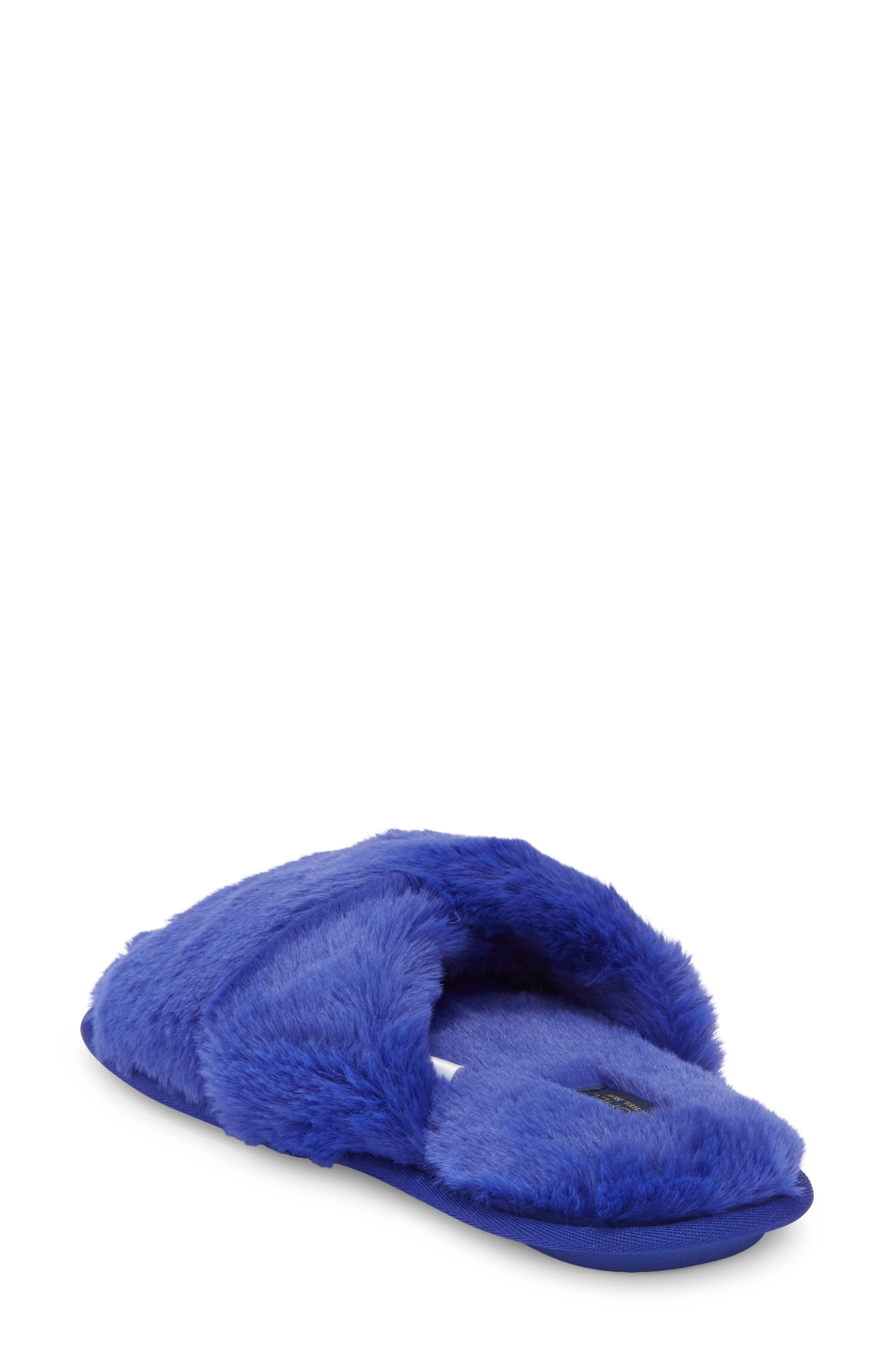 Rachel Roy Cardi Faux Fur Slipper, Alternate, color, Cobalt