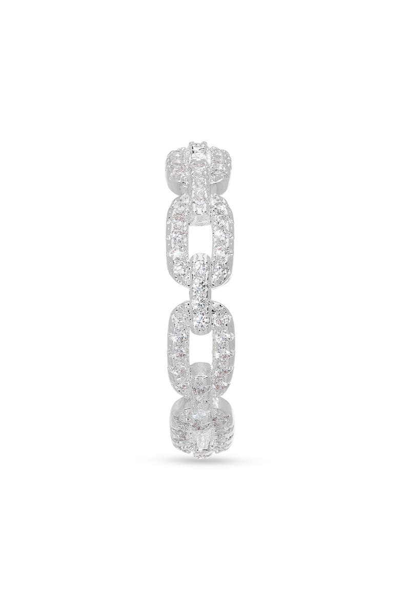 Cubic Zirconia Link Band Ring, Alternate, color, CLEAR- SILVER