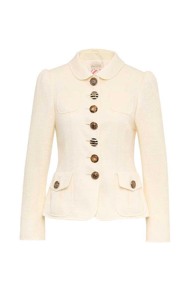 Jersey Jacket With Peter Pan Collar, Alternate, color, Ecru